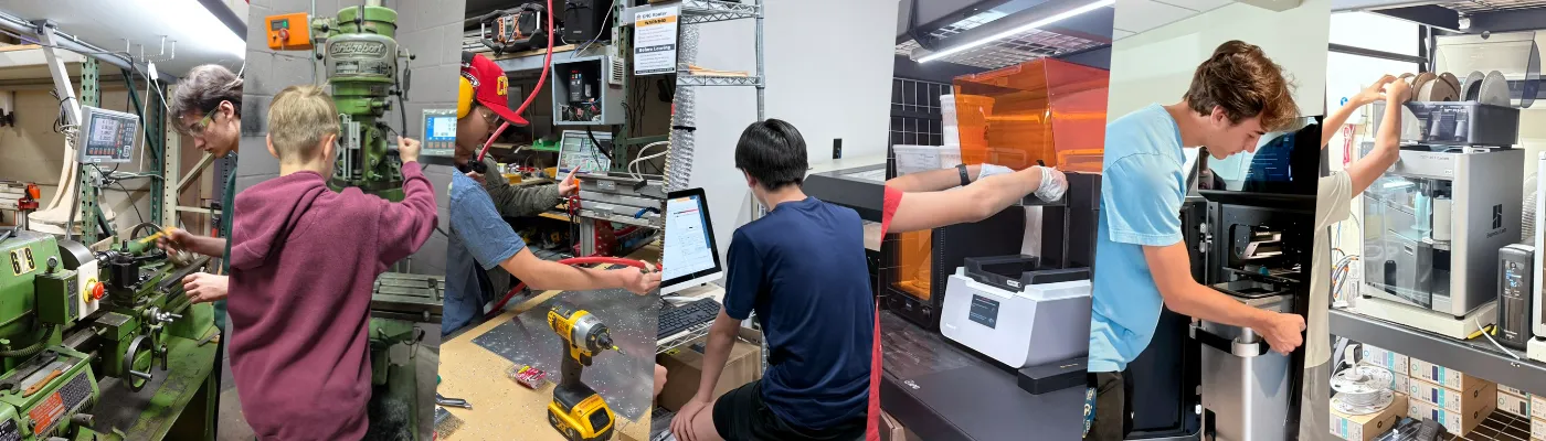 Diagonal composite of all seven machines in the FutureForward fabrication shop